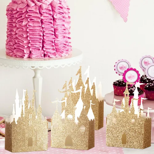 Vista 6 de Geiserailie 20 Piezas Caja de Castillo Caja de Dulces de Princesa Caja de Regalo de Confeti de Castillo Decoraciones de Fiesta de Princesa Fiesta