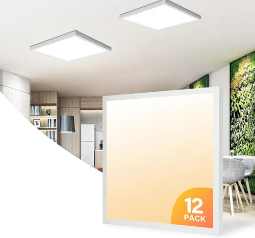 Vista 12 de Lámpara de panel plano LED negra de 1x4 pies, montaje en superficie, 5000K-4000K-3000K seleccionable y regulable Triac, lámpara de techo rectangular