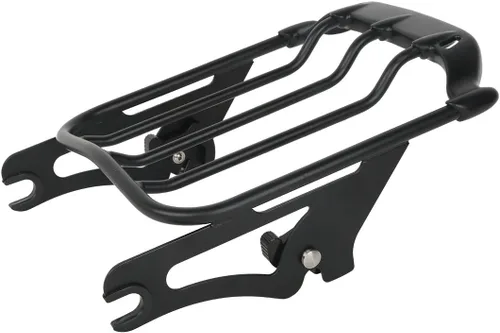 Vista 7 de Respaldo vertical desmontable para pasajero y almohadilla con barra de sissy y ala de aire, portaequipajes de dos plazas para Harley Touring Road