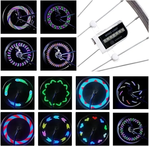 Vista 8 de DAWAY Luces LED para ruedas de bicicleta - A12 Luz impermeable genial para neumáticos de bicicleta, luces de radios de seguridad para niños, niñas