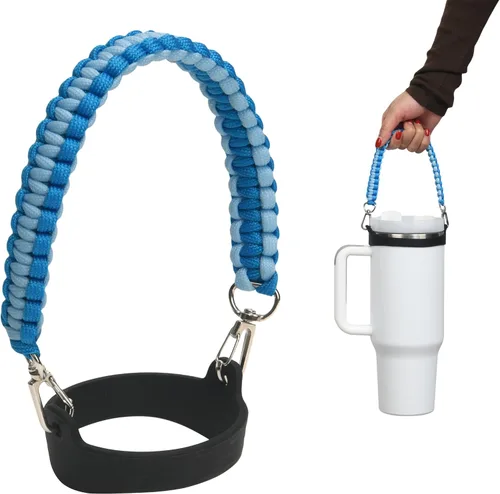 Vista 8 de Wongeto Correa con Asa para Botella de Agua - Compatible con Botella de Agua Stanley - Asa de Paracord para Accesorios de Vaso Stanley