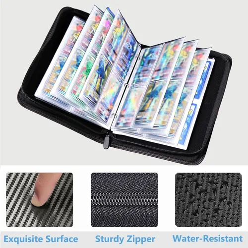 Vista 3 de 400 tarjetas intercambiables, carpeta con cremallera, fundas para tarjetas fotográficas, libro de tarjetas, 3 anillos, soporte para tarjetas