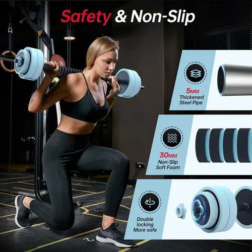 Vista 4 de PASYOU Juego de mancuernas ajustables, juego de pesas 4 en 1 con conector, juego de pesas para entrenamiento, mancuernas utilizadas como mancuerna