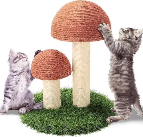 PowerKing Poste rascador de hongos para gatos, poste rascador de garra de 15 x 12 pulgadas para gatito, poste rascador de sisal natural para gatos,