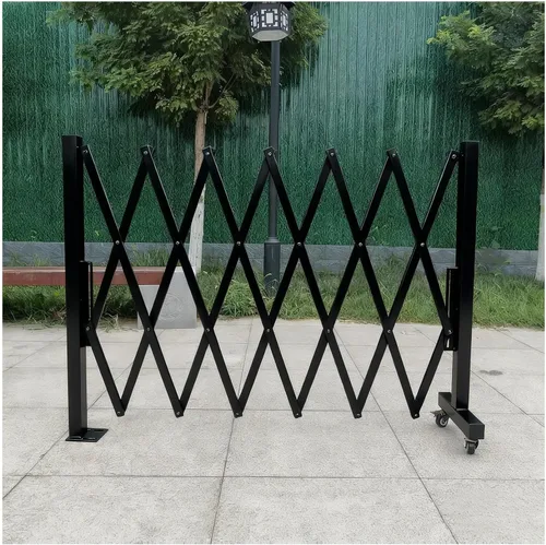 Vista 7 de Portable Expandable Metal Safe with Wheels - Durable Traffic Barrier for Industrial & School Use - Easy Install Control Solution, Amarillo