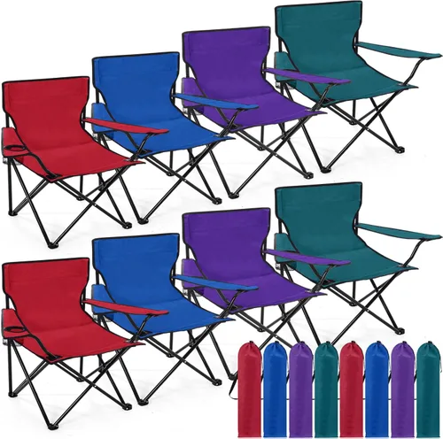 Vista 17 de 4 Pcs Extra Large Folding Camping Chairs with Cup Holder Carry Bag Large Size Portable Lightweight Lawn Chair with Mesh Side Pocket Fishing Hiking
