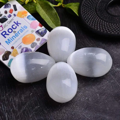 Vista 8 de JIC Gem Piedra de cristal de selenita blanca con fuertes efectos curativos y calmantes, A-pyramid 4