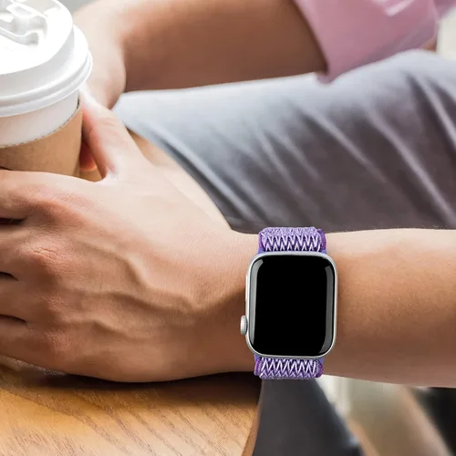 Vista 6 de Stretchy Braided Solo Loop Compatible for Apple Watch Band 38mm 40mm 41mm 42mm 44mm 45mm 46mm 49mm Adjustable Elastic Nylon for iWatch Series 11 10