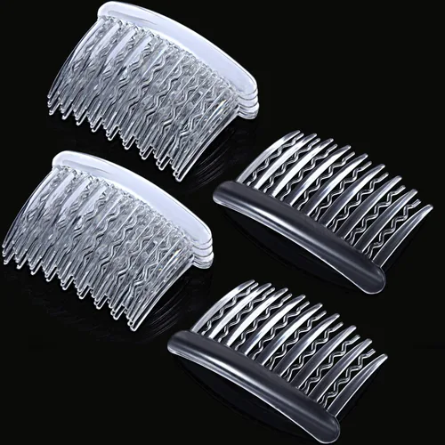 Vista 3 de Gejoy 12 peines de plástico para el cabello, accesorios para el cabello fino (transparente)