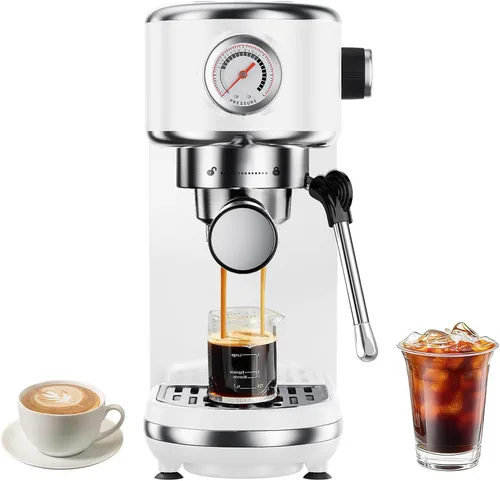 Vista 15 de Máquina de café expreso con espumador de leche, cafetera de espresso a presión de 20 bares, con tanque extraíble de 44 onzas, cafetera compacta