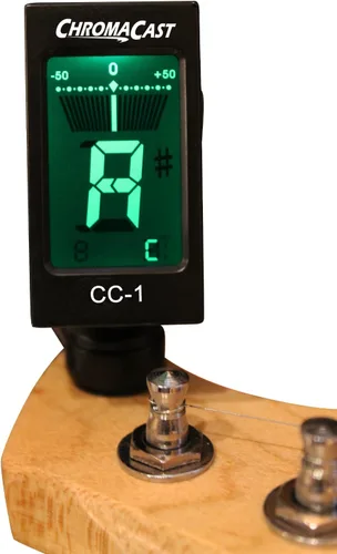 Vista 3 de ChromaCast Paquete de 2 afinadores de clip profesional CC-1 para todos los instrumentos (modos de múltiples teclas), con modos de guitarra, ukelele