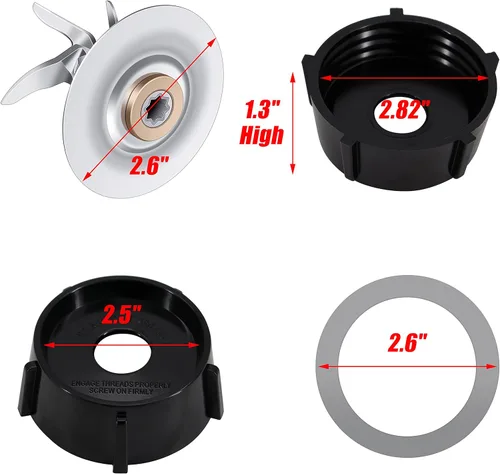 Vista 5 de Piezas de repuesto compatibles con Oster Osterizer Blender Blade con junta de sello de goma y parte inferior del tarro 4902 - Hoja de fusión de 6
