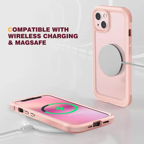 Vista 5 de Diaclara Funda diseñada para iPhone 13 Mini, funda resistente de cuerpo completo con protector de pantalla integrado sensible al tacto antiarañazos