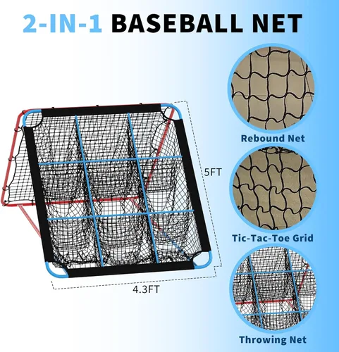 Vista 2 de 2-in-1 Baseball Pitching and Rebound Net, Trainer and Return Screen for Pitching Practice