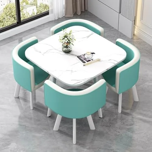Vista 9 de Juego de mesa de comedor con 4 sillas acolchadas, asientos cómodos para el hogar, sala de estar, balcón, cafetería y oficina, perfecto para cenar