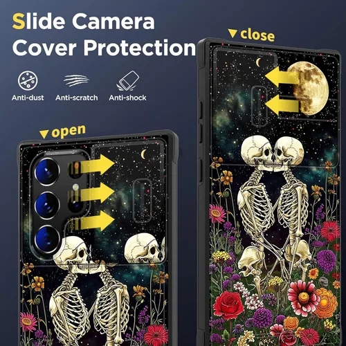 Vista 263 de Funda para Galaxy A17 5G con cubierta para cámara deslizante, resistente de doble capa híbrida a prueba de golpes, funda protectora resistente