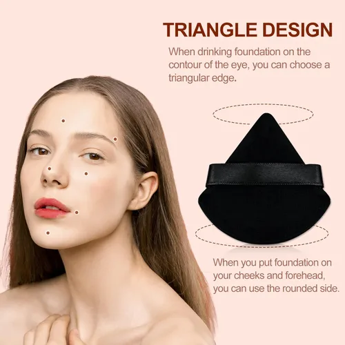 Vista 5 de 2 esponjas triangulares para polvo, esponja para maquillaje facial para polvo corporal suelto, herramienta de maquillaje de belleza, color negro