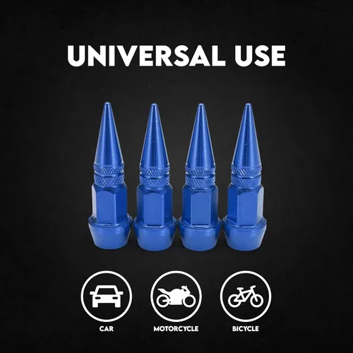 Vista 3 de Tapas de Vástago de Válvula de Neumático de Coche 4 PIEZAS Cubiertas Universales de Vástago Juego de Tapas de Válvula de Neumático de Aluminio