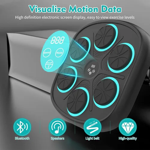 Vista 4 de Music Boxing Machine, Wall Mounted Punching Bag with Bluetooth, Boxing Training Workout Equipment with Gloves, Ideal Gift for Kids and Adults, Home