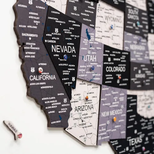 Vista 44 de Enjoy The Wood Mapa de Madera de Estados Unidos Lugares Visitados - Rastreador de Viajes de Mapa 3D de Estados de EE.UU. Decoración de Pared