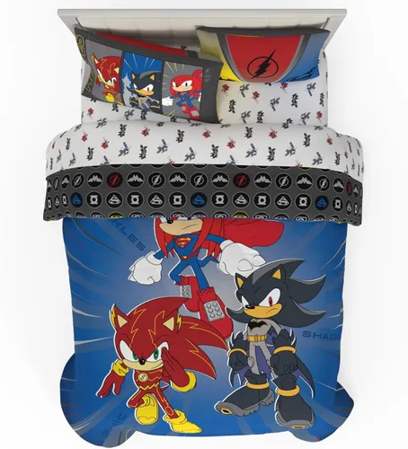 Vista 30 de Franco - Juego de ropa de cama coleccionable Nintendo Donkey Kong, 7 piezas, edredón reversible supersuave y juego de sábanas con funda