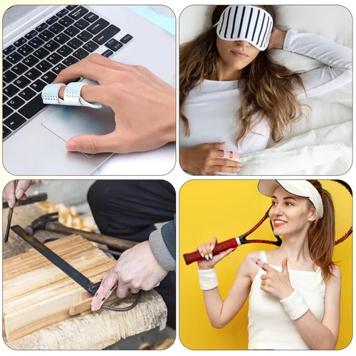 Vista 5 de Piriuuo 4 férulas para dedos, férula para dedos, mazo, férula de dedo para lesiones, esguince, enderezador de dedos, férula de dedo para índice