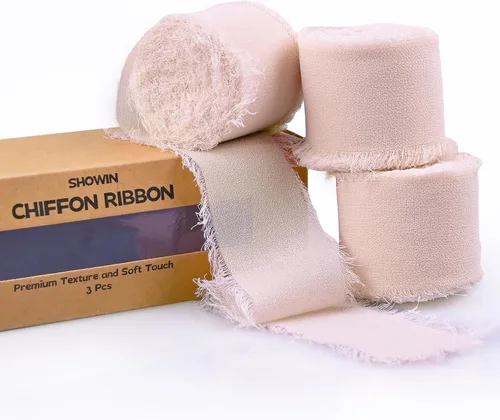 Vista 26 de 3 rollos de cinta de gasa con flecos hecha a mano, de chifón, color negro, de 1.5 pulgadas de ancho x 7 yardas de largo, cinta estilo seda