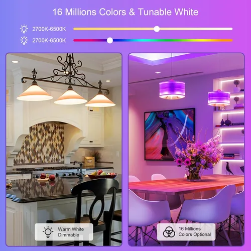Vista 5 de FRIDEKO HOME Bombillas LED inteligentes – Bombillas Wi-Fi y Bluetooth, bombilla que cambia de color compatible con Alexa y Google Assistant
