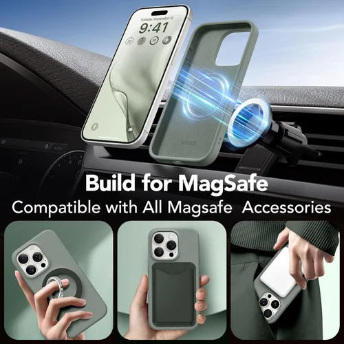 Vista 1540 de GONEZ Funda magnética para iPhone 14, compatible con Magsafe, con protector de pantalla + protector de cámara, forro de microfibra antiarañazos
