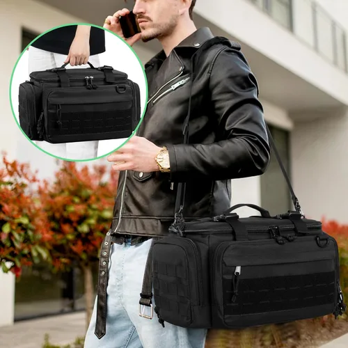 Vista 5 de Tactical Console Carrying Case Compatible with Xbox Series XS, Protective Travel Bag with Multiple Pockets for Controllers, Discs, Cables and Other