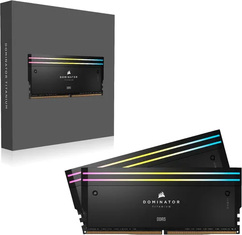 Vista 6 de CORSAIR Dominator Titanium RGB DDR5 RAM 96GB (2x48GB) DDR5 6600MHz CL32 Memoria de Computadora Compatible con Intel XMP iCUE - Negro