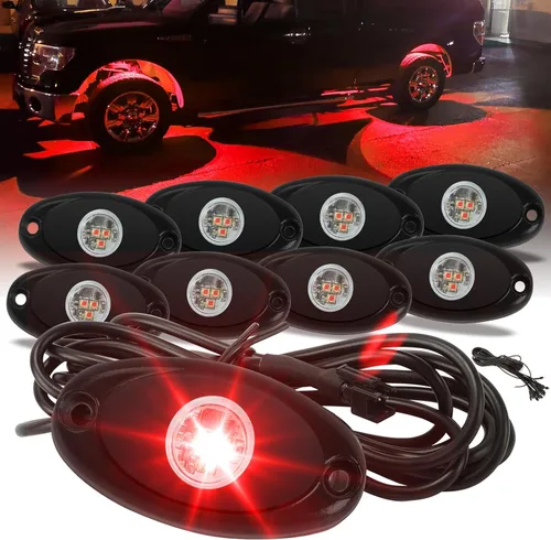 Vista 10 de SUNPIE 8 cápsulas de luces de roca de conexión rápida azul, cables de extensión de 4M para cada luz, 3 chips de alta potencia, almohadillas