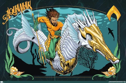Trends International DC Comics Movie Aquaman y el Reino Perdido - Póster de pared con ilustración de Aquaman, 22.4 pulgadas de largo x 14.7 W,