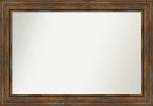 Vista 294 de Amanti Art Espejo de baño marrón para sobre fregadero, 26 x 26 pulgadas, espejo de tocador cuadrado marrón rústico Alexandria, marco de madera