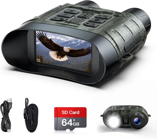 Gafas de visión nocturna, prismáticos de visión nocturna 4K, prismáticos infrarrojos de 112 MP, zoom digital 12X batería recargable de 5000 mAh con
