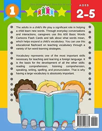 Vista 2 de 600 Tarjetas para Trabajar el Vocabulario Juegos Educativos de Preguntas Montessori para Niños Español Hindi Easy learning basic words cartoon