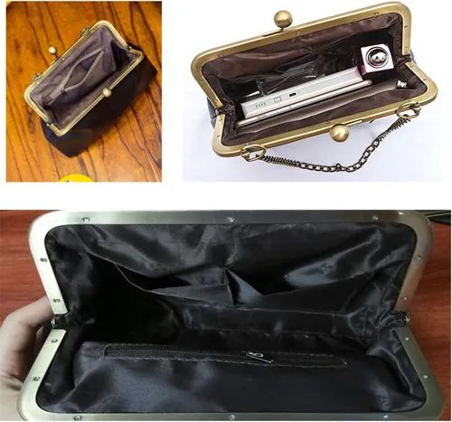 Vista 6 de Bolso pequeño de cadena vintage para mujer, bolso de piel sintética con cierre de beso