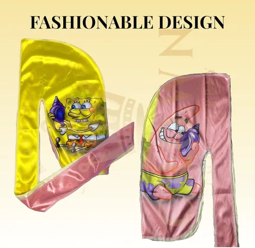 Vista 7 de Silky Durag Multiple Designs 360 Waves with Long Tails and Quadruple Stitching - Satin Fabric for Comfort and Compression