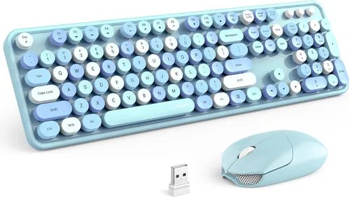 Vista 39 de MOFII Combo de teclado inalámbrico y mouse silencioso, delgado y compacto USB de 2.4 G, tamaño completo, lindo teclado de 110 teclas para PC