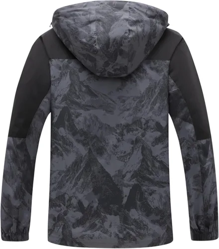 Vista 2 de GIISAM Chaqueta de lluvia para hombre, impermeable, ligera, para exteriores, rompevientos con capucha