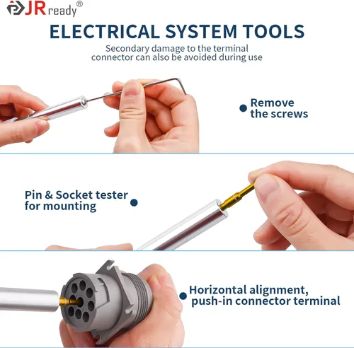 Vista 4 de JRready ST5239-HT250 Kit de herramientas de inspección de conector, herramientas de dinamómetro de retención de contacto portátil y herramientas