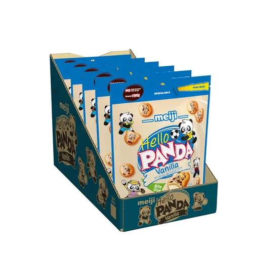 Vista 6 de Meiji Hello Panda Galletas rellenas de crema de 7 onzas, paquete de 6 galletas de tamaño bocado con divertidos deportes, caramelo, 42 onzas