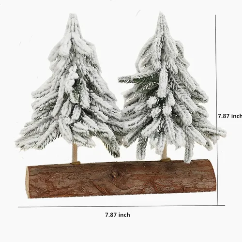 Vista 2 de Mini árbol de Navidad de mesa, árbol de Navidad de escarcha de nieve simulada, 2 piezas conectadas de 7.87 pulgadas, árbol de Navidad de pino