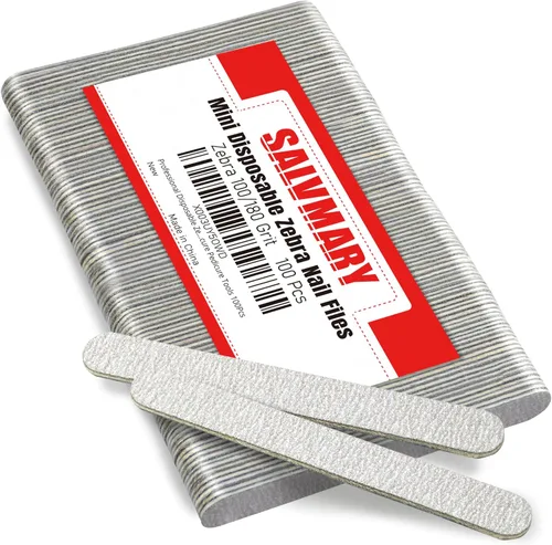 Vista 8 de Limas de uñas desechables de cebra de grano 80/80 de 5 pulgadas, tableros de esmeril de doble cara para uñas acrílicas, uñas de los pies