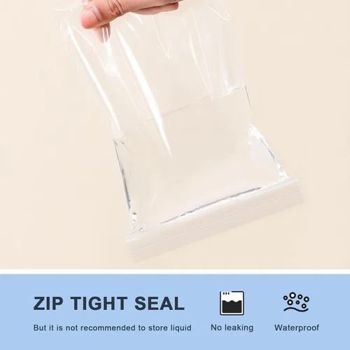 Vista 4 de joybest 100 bolsas de polietileno de plástico transparente con cremallera de 8 x 10 pulgadas, bolsas de plástico con cierre resellable con cierre