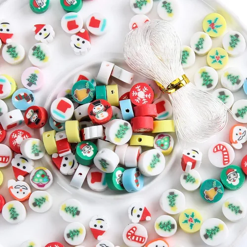 Vista 39 de 100 cuentas espaciadoras de arcilla polimérica para el Día de la Independencia del 4 de julio para hacer joyas, manualidades, pulseras, collares