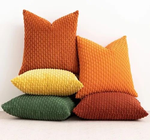 Vista 4 de UGASA - Funda de almohada decorativa de pana suave para otoño, 24 x 24 pulgadas, estilo bohemio, a rayas, decoración moderna para el hogar, sofá