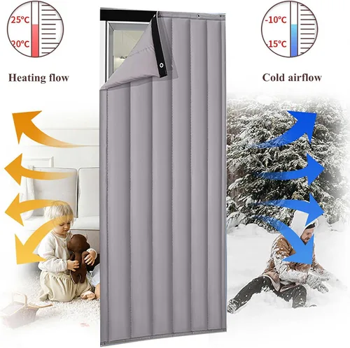 Vista 3 de Cortina de Puerta con Aislamiento Térmico, Pantalla de Cubierta de Puerta de Invierno, Manta Insonorizada, Cortinas de Privacidad, Tapiz Resistente