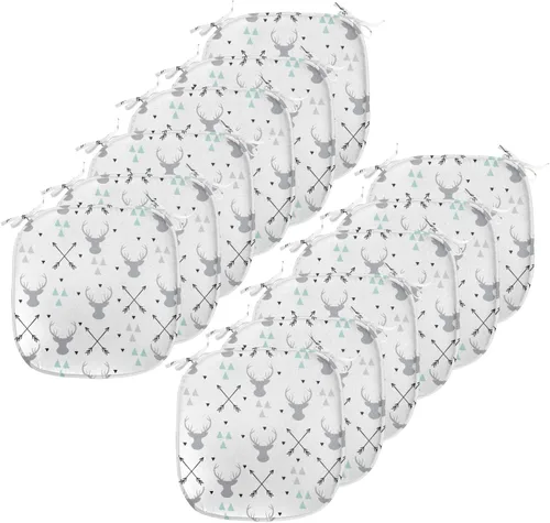 Vista 185 de Lunarable Juego de 4 cojines de asiento para silla, diseño de pétalos de flores de iris florecientes, arte de forma desgastada, acolchado de asiento