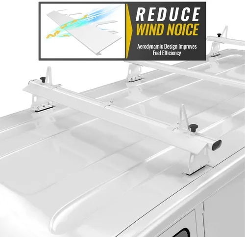 Vista 5 de AA-Racks Deflector de viento de aluminio de 49 pulgadas, accesorio para rack de furgoneta para modelo AX302 Series Blanco